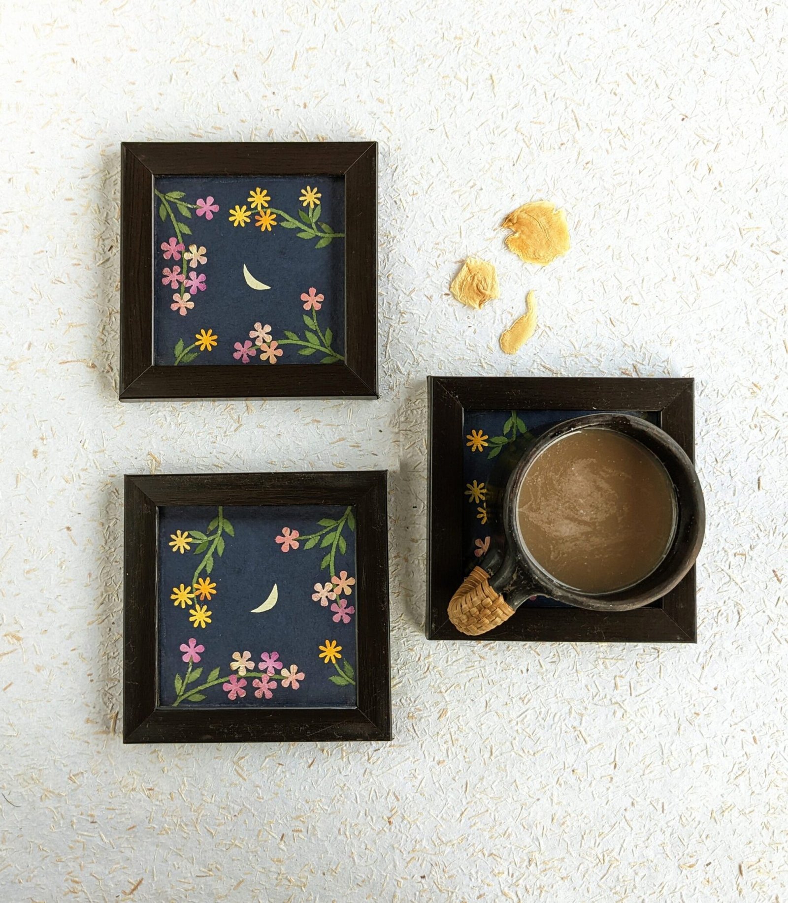 Moonlit Wooden Frame Coasters – Gulmeher