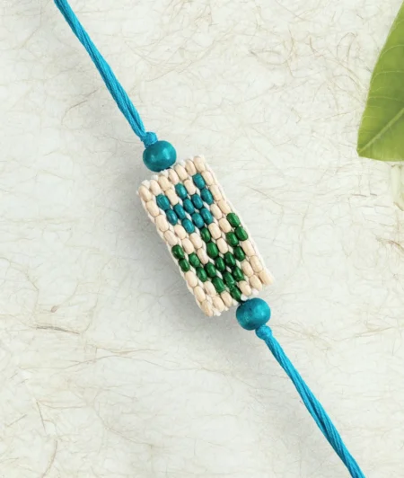 Blue Pixel Tulip Rakhi