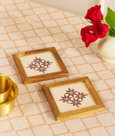 Petal Kolam Coasters ( Set of 2 )