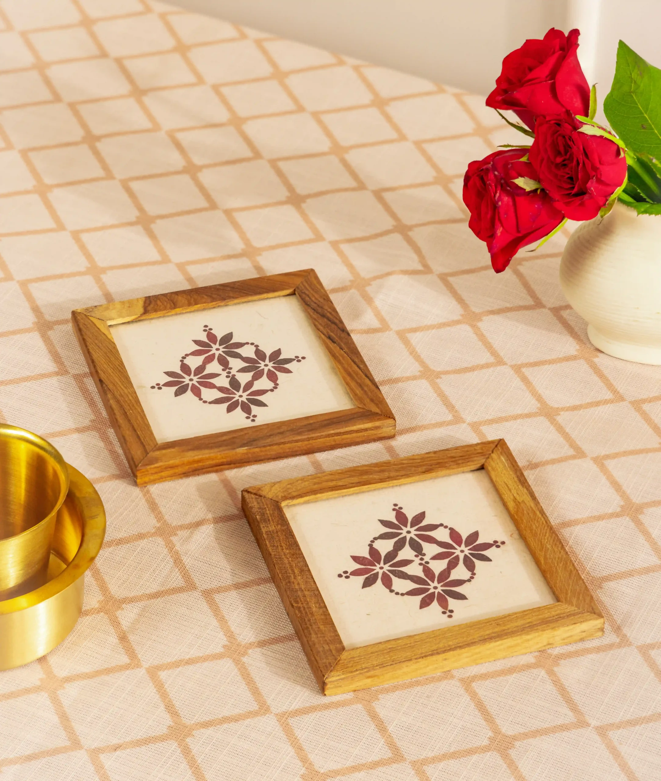 Petal Kolam Coasters ( Set of 2 )