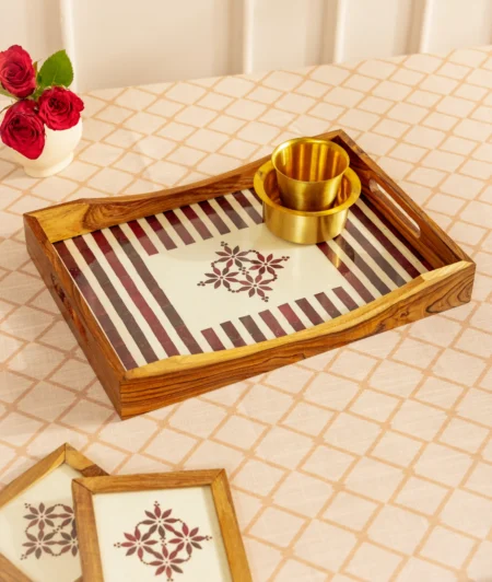 Petal Kolam Rectangle Tray
