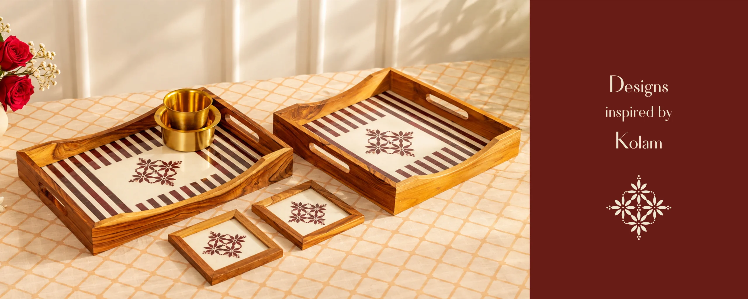 Petal Kolam trays & coasters Slider 2